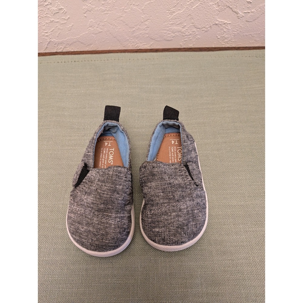TOMS Kids Toddler Gray Speckled Slip On Shoes Size 4